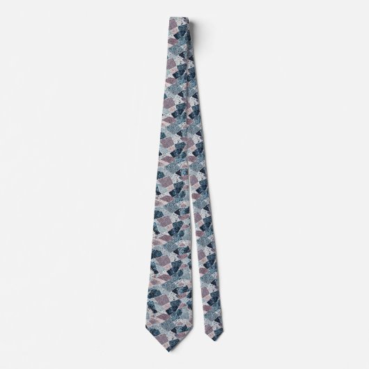 Blauw en Mauve Terrazzo Abstract Design Stropdas (Voorkant)