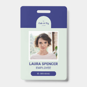 Blauw en Mint Professionele Foto ID-badge Badge