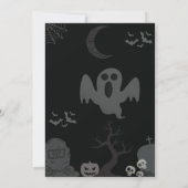 Blauw en Moonlit Bos Zwart Halloween Kaart (Achterkant)