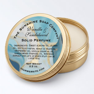 Blauw en namaak gouden marmeren label voor vaste p