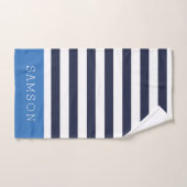 Blauw en Navy Stripes Monogram Bad Handdoek (Handdoek)