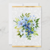 Blauw en Navy Zomer Bloemen Gouden Folie Zoet 16 Kaart (Achterkant)