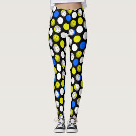 Blauw en Neon Pickleball Leggings