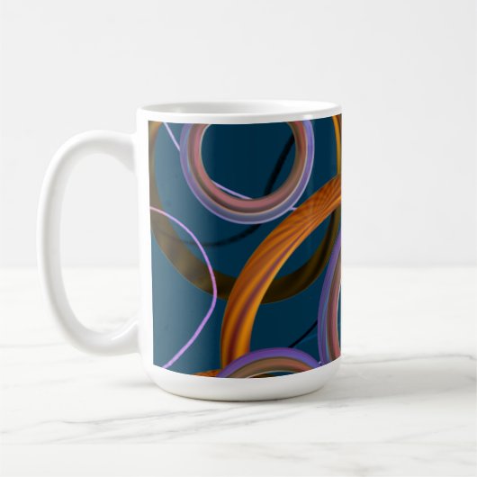 Blauw en Oranje Abstract Design Mok (Links)
