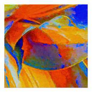 Blauw en Oranje Abstract Perfect Poster