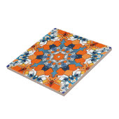 Blauw en Oranje Abstract Tegeltje (Zijkant)