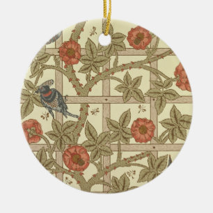 Blauw en oranje achtergrond ontwerp, 1864 keramisch ornament