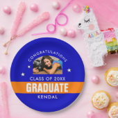 Blauw en Oranje Afstuderen - Aangepast papier voor Papieren Bordje (Feest)