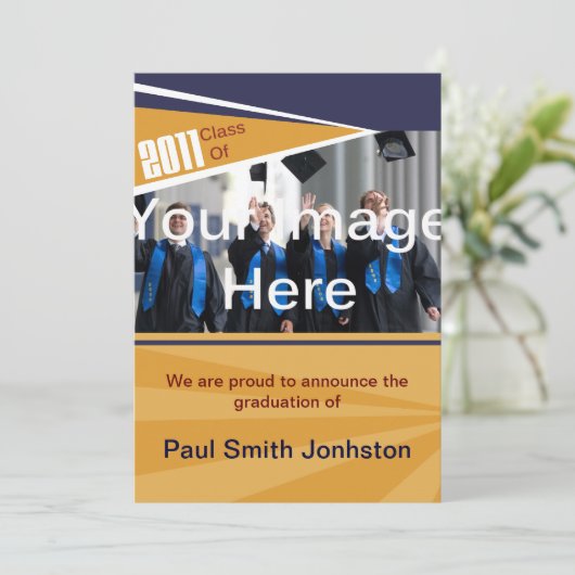 Blauw en Oranje Afstuderen Aankondiging (Staand voorkant)