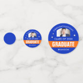 Blauw en Oranje Afstuderen Foto aangepast Confetti (Voorkanten)