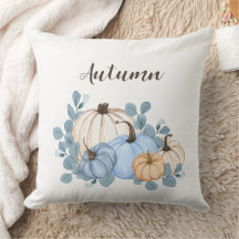 Blauw en Oranje Aquarel Pompoenen Herfst