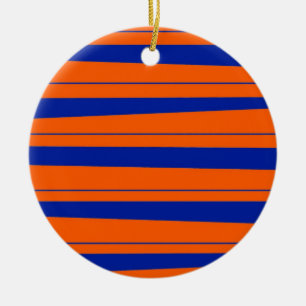 Blauw en Oranje bandstaal Keramisch Ornament