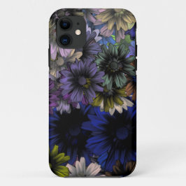 Blauw en oranje bloem iPhone 11 hoesje