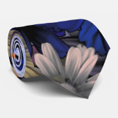 Blauw en oranje bloem stropdas (Opgerold)