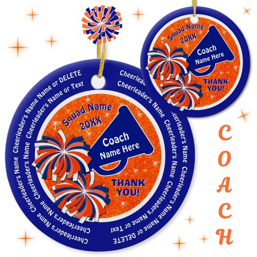 Blauw en Oranje, Cheerleading Coach Ornamenten
