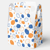 Blauw en Oranje citroenpatroon Speels fruitthema Bedankdoosjes (Geopend)