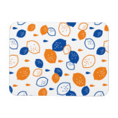 Blauw en Oranje citroenpatroon Speels fruitthema Magneet (Horizontaal)