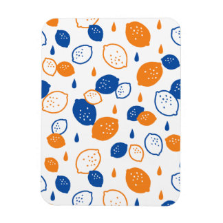 Blauw en Oranje citroenpatroon Speels fruitthema Magneet