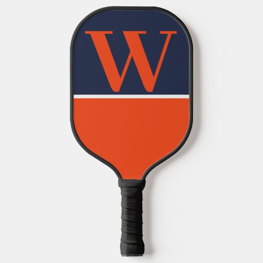 Blauw en Oranje College Monogram Pickleball Paddle (Voorkant)