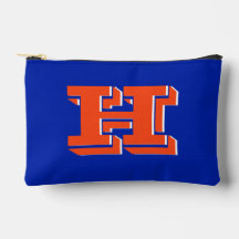 Blauw en Oranje Collegiale Kleur Stijl Monogram
