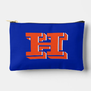 Blauw en Oranje Collegiale Kleur Stijl Monogram Etui