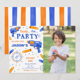 Blauw en Oranje Dart Pistool Foto Kaart