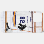 Blauw en Oranje IJshockey | Monogram Truitje Case-Mate iPhone Case (Achterkant (horizontaal))