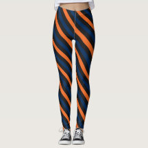 Blauw en Oranje kleine diagonale streep Leggings