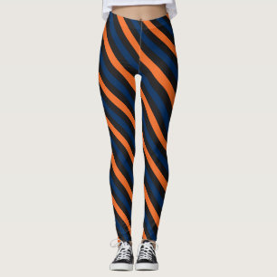 Blauw en Oranje kleine diagonale streep Leggings