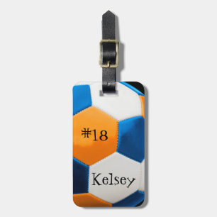 Blauw en Oranje Label voor voetballer Bagagelabel