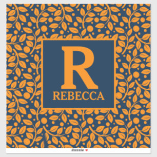 Blauw en Oranje lederen patroon Sticker
