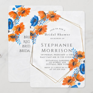 Blauw en Oranje Poppy Gold Vrijgezellenfeest Kaart