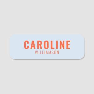Blauw en Oranje Retro Typografie Creatief Modern Naamplaatje