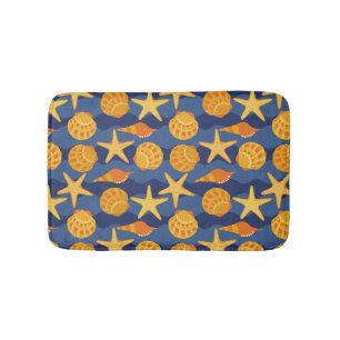 Blauw en Oranje zeeslakpatroon Badmat