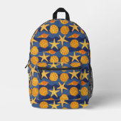 Blauw en Oranje zeeslakpatroon Bedrukte Rugzak (Voorkant)