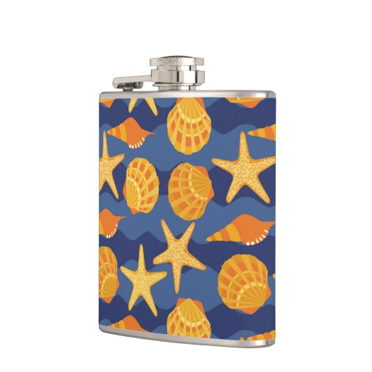 Blauw en Oranje zeeslakpatroon Heupfles (Links)