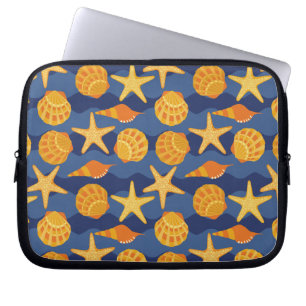Blauw en Oranje zeeslakpatroon Laptop Sleeve
