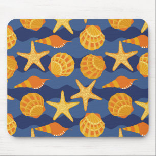 Blauw en Oranje zeeslakpatroon Muismat