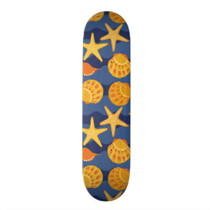 Blauw en Oranje zeeslakpatroon Skateboard