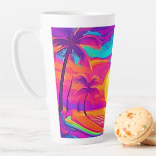 Blauw en oranje zonsondergang latte mok