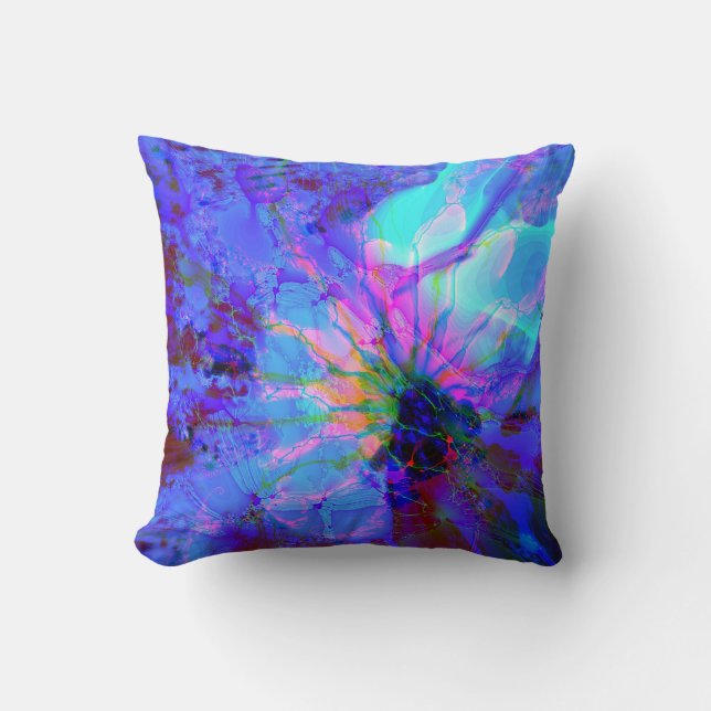 Blauw en Paars abstract ontwerp Kussen (Voorkant)
