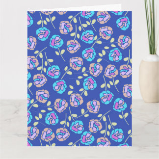 Blauw en paars bloempatroon kaart
