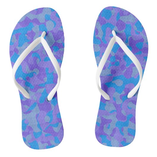 blauw en paars camouflage abstract teenslippers (Voetbed)