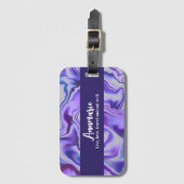 Blauw en Paars Elegant Marble Abstract Bagagelabel (Voorkant (verticaal))