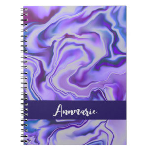 Blauw en Paars Elegant Marble Abstract op maat Notitieboek