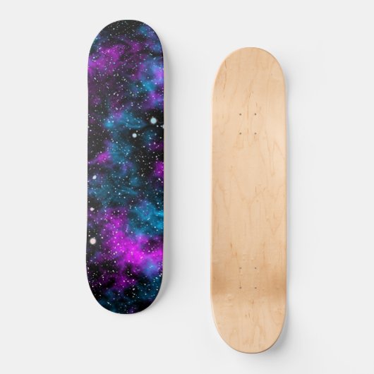 Blauw en Paars Galaxy Cosmic Skateboard (Voorkant)