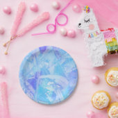 Blauw en paars gestructureerd  papieren bordje (Feest)