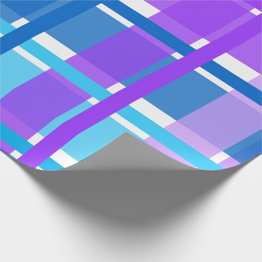 Blauw en Paars Gingham Pset Cadeaupapier (Hoek)
