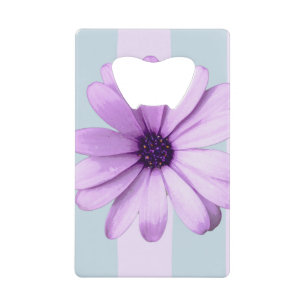 Blauw en paars madeliefjespatroon kredietkaart flessenopener