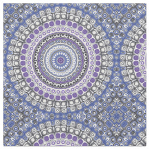 Blauw en Paars Mandala Geometrisch Cirkelpatroon Stof